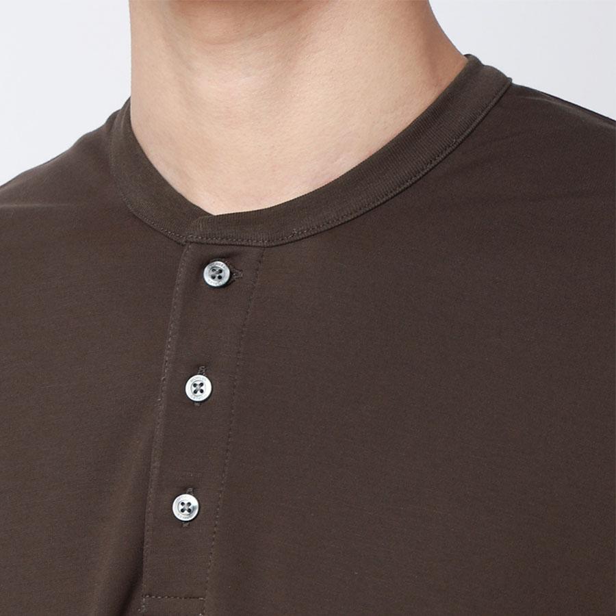 AOYAMA 【洋服の青山】Tシャツ ポンチ ヘンリーネック 半袖 メンズ 春