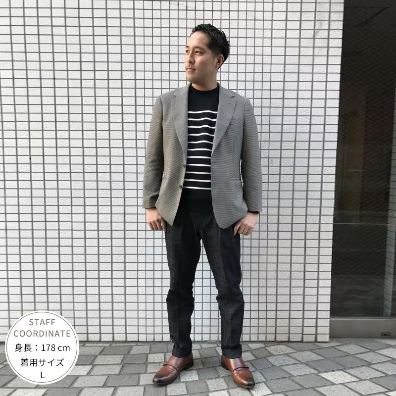 【未使用タグ付き】ジーステージ アンコンジャケット 千鳥格子 ラペルピン 48 AOYAMA 【洋服の青山】ジャケット メンズ 秋冬用 ブラウン 茶色