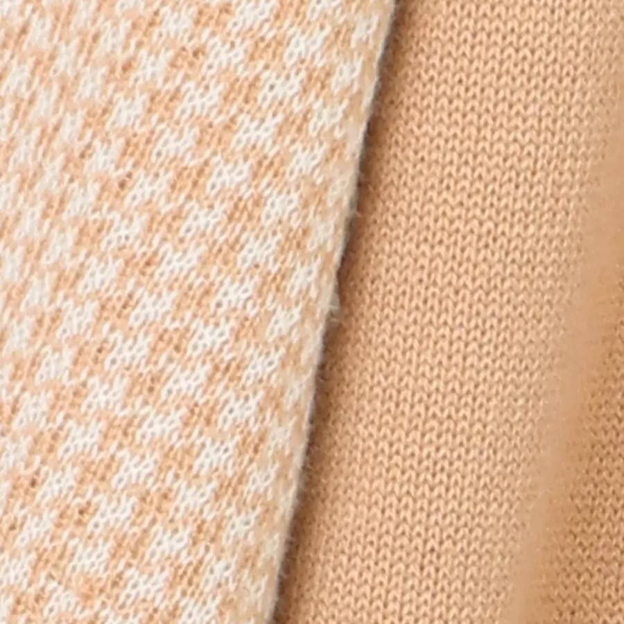 AOYAMA 【洋服の青山】Vネック ニット メンズ 秋冬用 ベージュ系 千鳥