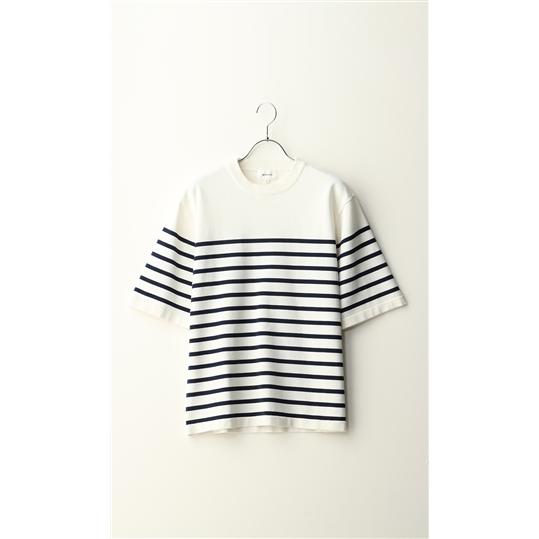 【洋服の青山】Ｔシャツパネルボーダーニット メンズ 半袖 春夏用 ブラック ホワイト 黒 白 ウォッシャブル 洗える ストレッチ 形態安定性 MORLES | AOYAMA