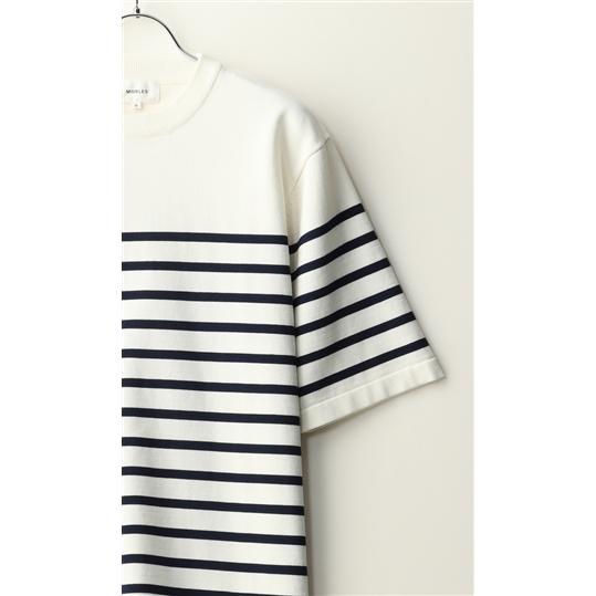 【洋服の青山】Ｔシャツパネルボーダーニット メンズ 半袖 春夏用 ブラック ホワイト 黒 白 ウォッシャブル 洗える ストレッチ 形態安定性 MORLES | AOYAMA | 03