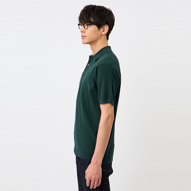 AOYAMA 【洋服の青山】ニットポロシャツ 半袖 メンズ 春夏用 グリーン