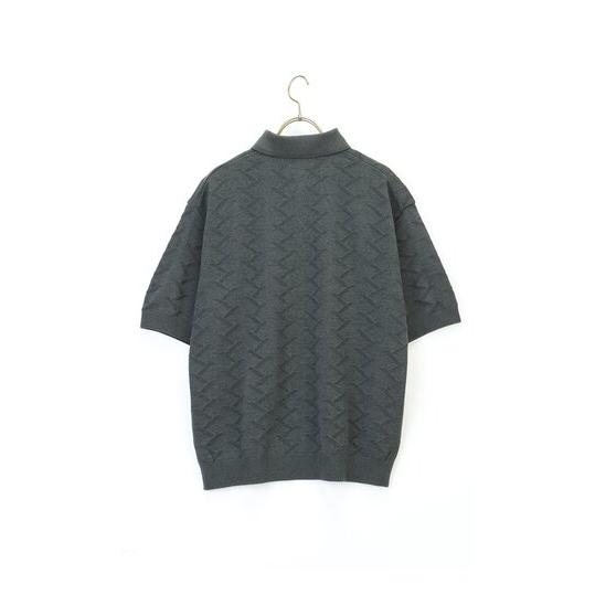 AOYAMA 【洋服の青山】ニットポロシャツ 春夏 グレー ジグザグ