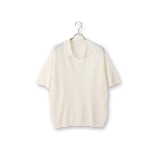 AOYAMA 【洋服の青山】和紙 ニットポロシャツ スキッパーカラー 半袖