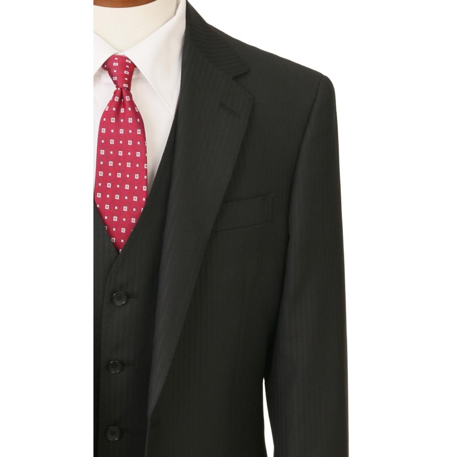 【洋服の青山】 スリーピース スーツ メンズ ビジネス ストレッチ 伸縮性あり 男性 紳士服 2ボタン 5ボタン オールシーズン 春夏秋冬 ブラック系 長袖の画像