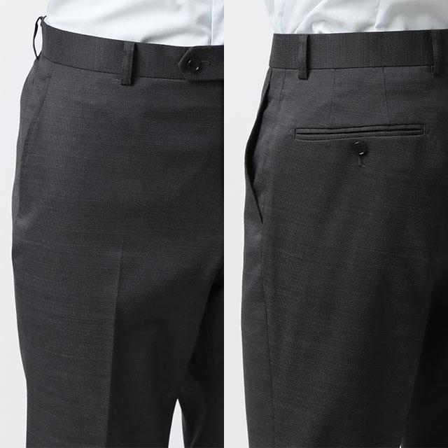 【洋服の青山】3ピース スーツ メンズ スリム 秋冬 グレー 灰色 無地  スリーピース ベスト付き シングル 2ボタン ストレッチ 動きやすい ビジネス 通勤 出勤の画像