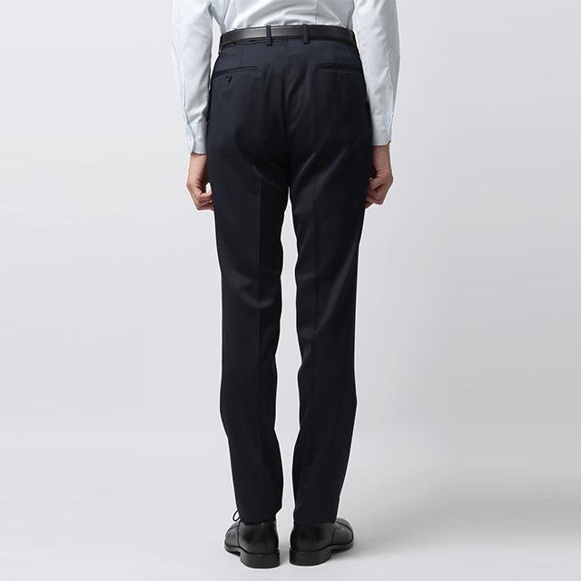 【洋服の青山】3ピース スーツ メンズ スリム 秋冬 ネイビー ストライプ スリーピース ベスト付き シングル 2ボタン 背抜き ノータック ストレッチ 動きやすいの画像