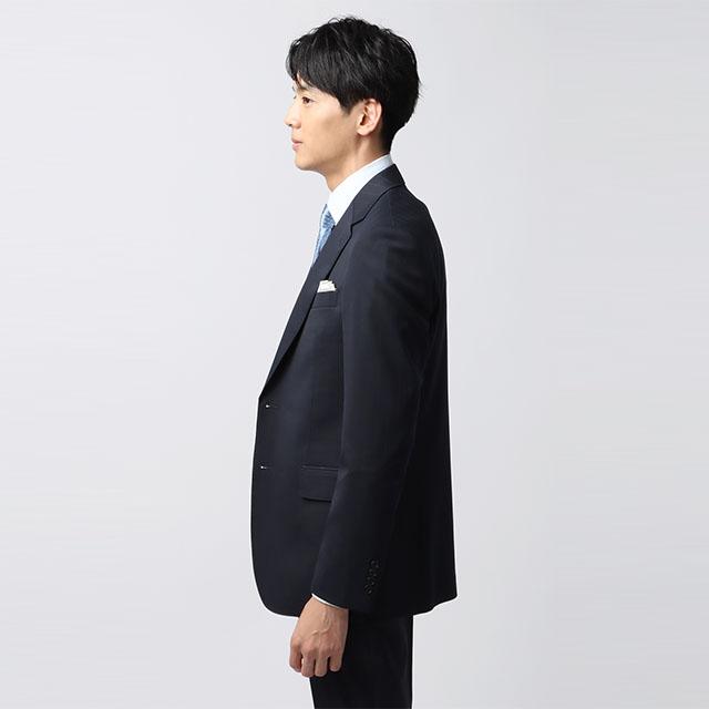 【洋服の青山】3ピース スーツ メンズ スリム 秋冬 ネイビー ストライプ スリーピース ベスト付き シングル 2ボタン 背抜き ノータック ストレッチ 動きやすいの画像