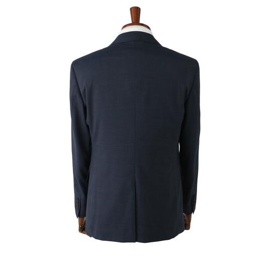 【洋服の青山】スリーピース ベスト付き スーツ メンズ スリム 春夏 ブルー グレンチェック 大きいサイズ 2ボタン 背抜き ノータック ストレッチ 動きやすいの画像