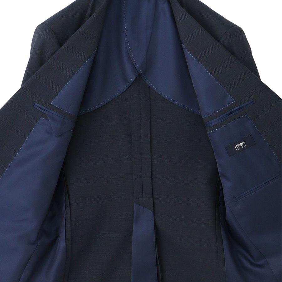 【洋服の青山】スリーピース ベスト付き スーツ メンズ スリム 春夏 ブルー グレンチェック 大きいサイズ 2ボタン 背抜き ノータック ストレッチ 動きやすいの画像