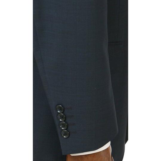 【洋服の青山】ツーパンツ サマースーツ メンズ ゆったり 盛夏 夏用 ネイビー 紺 織柄 2ボタン 背抜き サイドベンツ ツータック 清涼 涼しい 洗える ストレッチの画像