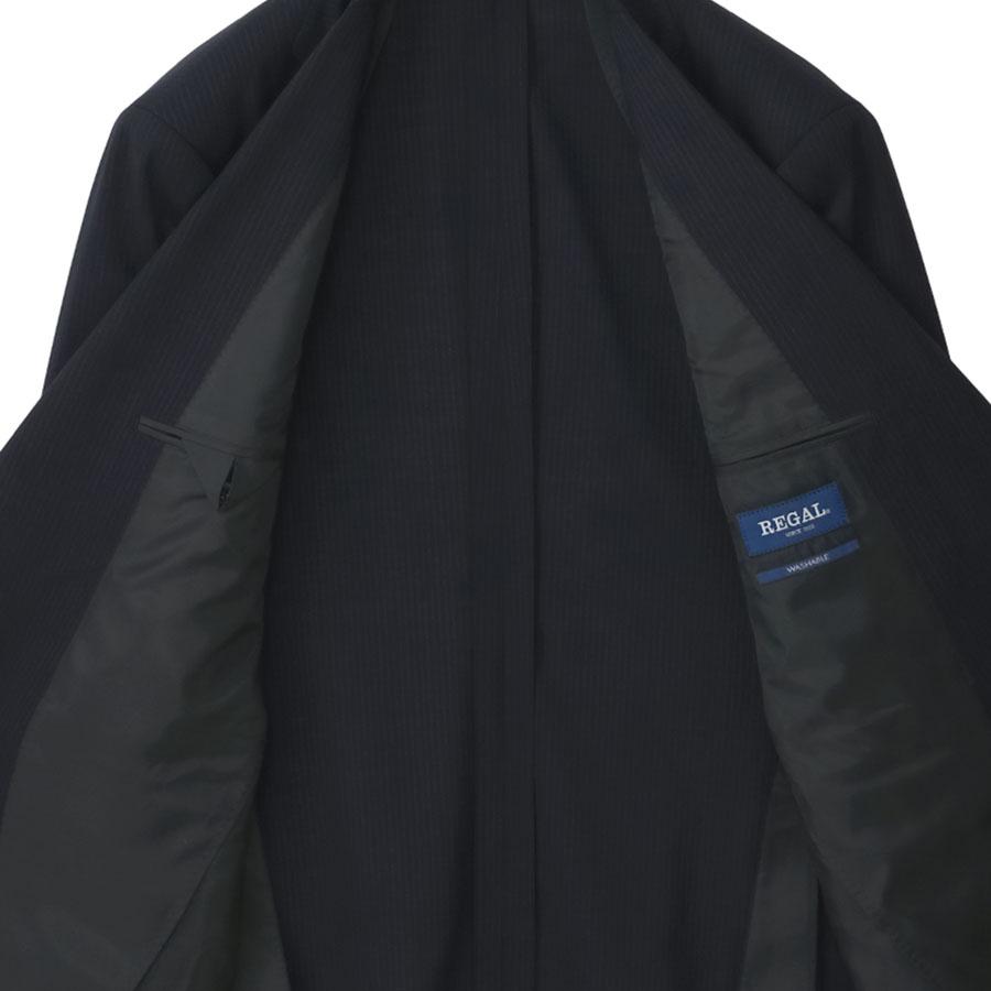 【洋服の青山】キング＆トール ツーパンツ アジャスター スーツ メンズ 盛夏 ネイビー 紺ストライプ 大きいサイズ 2パンツ 接触冷感 高通気性 涼しい ストレッチの画像