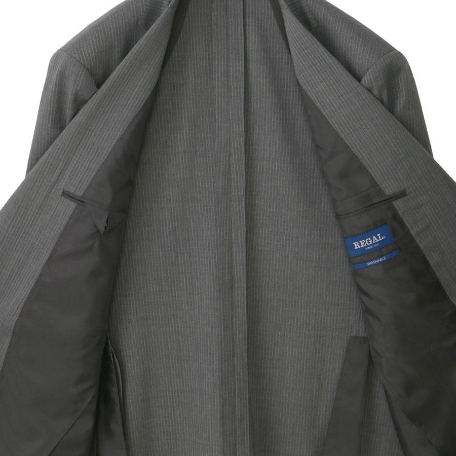 【洋服の青山】キング＆トール ツーパンツ アジャスター スーツ メンズ 盛夏 グレー ストライプ 大きいサイズ 2パンツ 接触冷感 高通気性 涼しい ストレッチの画像