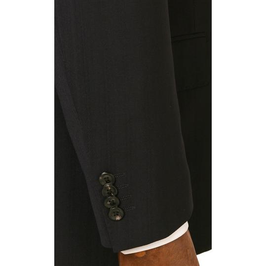 【洋服の青山】プレミアム メンズ スーツ ウール100％ 春夏 ネイビー 紺 スタンダード 男性 紳士服 シングル ビジネス 2ボタン ワンタック サイドベンツ 背抜きの画像
