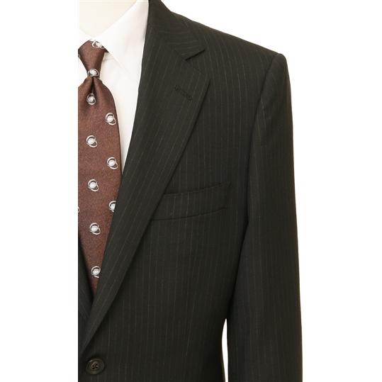 【洋服の青山】メンズ スーツ ウール100％ 春夏用 ブラック系 プレミアムスタンダードスーツ【AQUA WOOOL】男性 紳士服 シングル ビジネス 2ボタン ワンタックの画像
