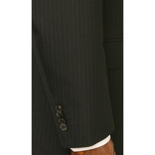 【洋服の青山】メンズ スーツ ウール100％ 春夏用 ブラック系 プレミアムスタンダードスーツ【AQUA WOOOL】男性 紳士服 シングル ビジネス 2ボタン ワンタックの画像