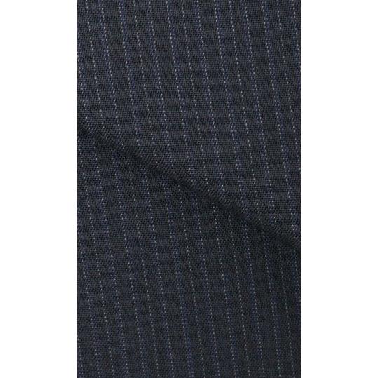 【洋服の青山】ウール100％ スーツ メンズ ゆったり 春夏用 ネイビー ストライプ プレミアム 2ボタン 背抜き サイドベンツ ワンタック 軽量 軽い 通気性の画像