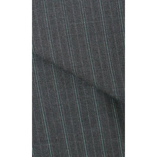 【洋服の青山】ウール100％ スーツ メンズ ゆったり 春夏用 グレー ストライプ プレミアム 2ボタン 背抜き サイドベンツ ワンタック 軽量 通気性 ムレにくいの画像