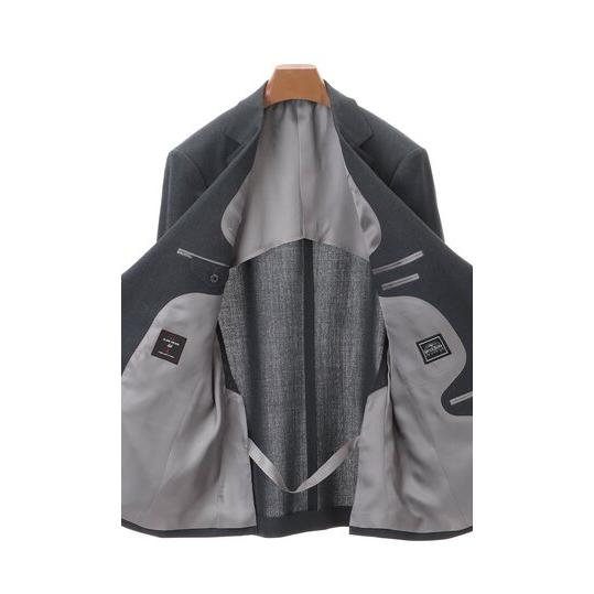【洋服の青山】スーツ メンズ ゆったり オールシーズン 春夏 秋冬 グレー 灰色 織柄 ウール100% 御幸毛織 2ボタン 背抜き サイドベンツ ワンタック 耐久性の画像