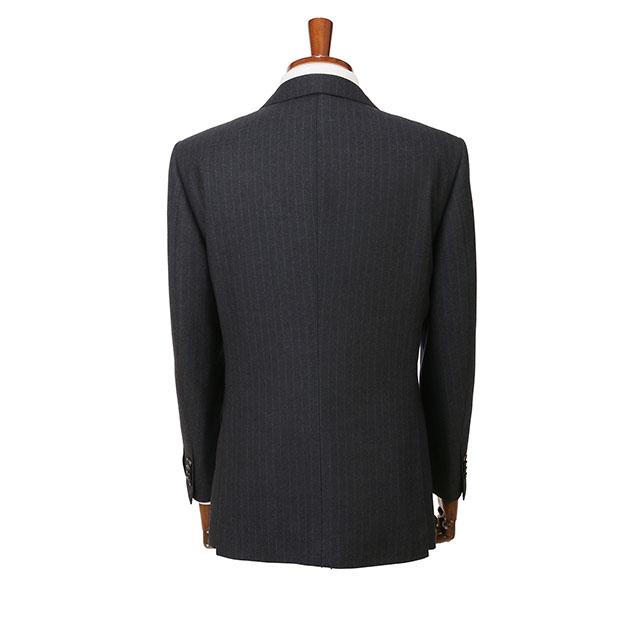 【洋服の青山】ウール100% プレミアム スーツ メンズ ゆったり 秋冬 グレー 灰色 ストライプ 大きいサイズ C.D.K SUPER TEX 2ボタン シングル 総裏 サイドベンツの画像