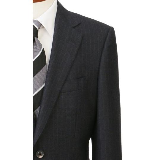 【洋服の青山】ウール100% プレミアム スーツ メンズ ゆったり 秋冬 グレー 灰色 ストライプ 大きいサイズ C.D.K SUPER TEX 2ボタン シングル 総裏 サイドベンツの画像