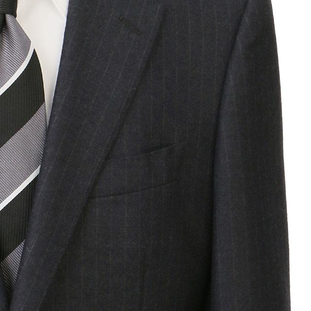 【洋服の青山】ウール100% プレミアム スーツ メンズ ゆったり 秋冬 グレー 灰色 ストライプ 大きいサイズ C.D.K SUPER TEX 2ボタン シングル 総裏 サイドベンツの画像