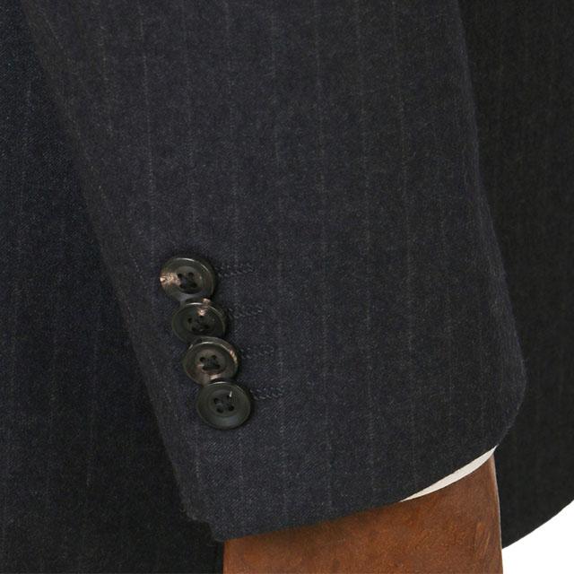 【洋服の青山】ウール100% プレミアム スーツ メンズ ゆったり 秋冬 グレー 灰色 ストライプ 大きいサイズ C.D.K SUPER TEX 2ボタン シングル 総裏 サイドベンツの画像