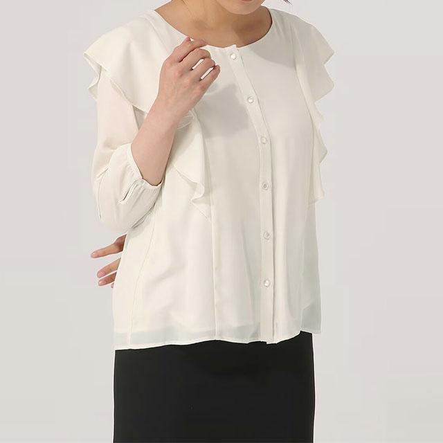 AOYAMA 【洋服の青山】ショルダーフリルブラウス ブラウス レディース