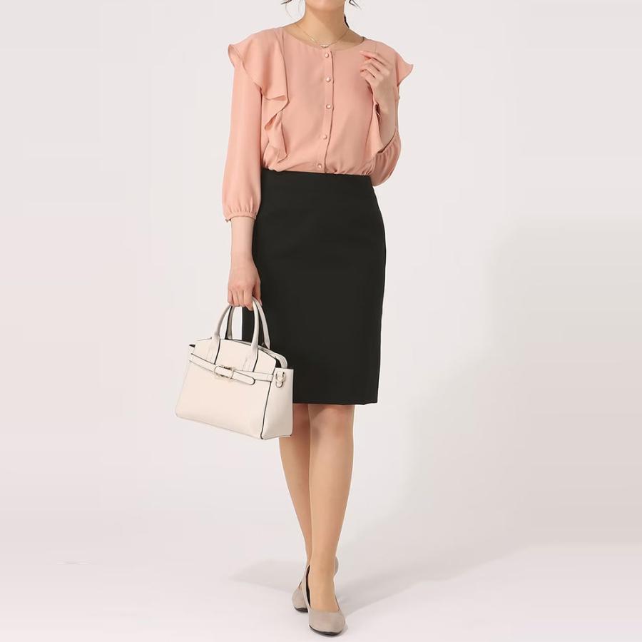 AOYAMA 【洋服の青山】ショルダーフリルブラウス レディース オレンジ