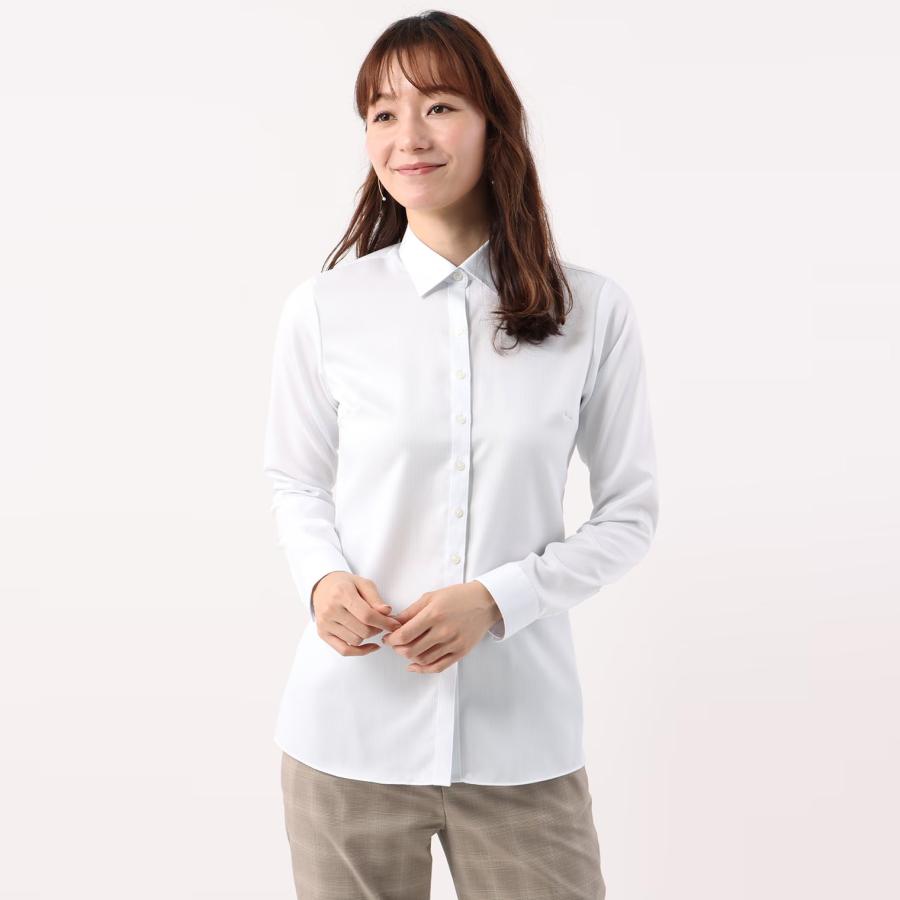 AOYAMA 【洋服の青山】事務服 綿100％ アイロン不要 ブラウス 長袖