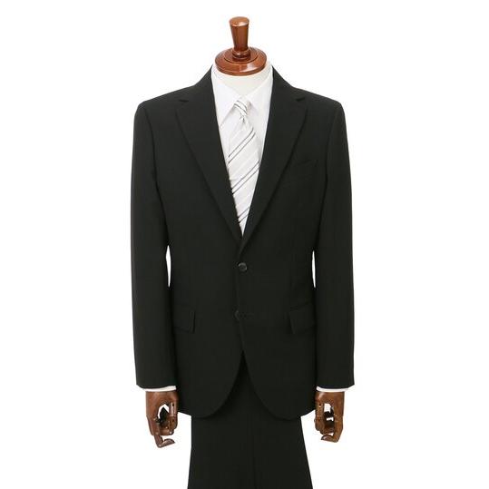 【洋服の青山】スリーシーズン ブラック系 シングルスタンダードフォーマル【YA/A/AB/BE体】【Plastics Smart】 【ジャケット】 2ボタン 背抜き 脇当ての画像