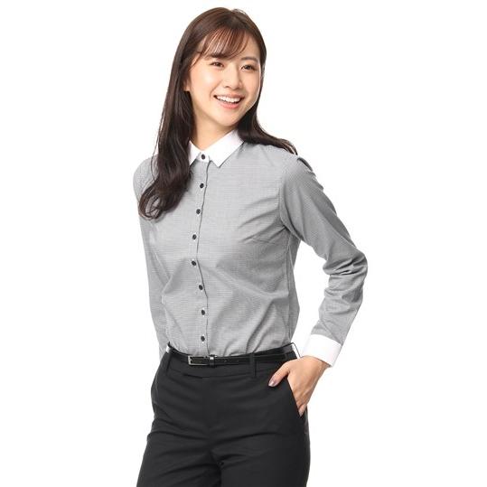 オールシーズン用 ネイビー系 長袖 レギュラーカラー ストレッチ クレリックブラウス N Line Precious 洋服の青山plus 通販 Paypayモール