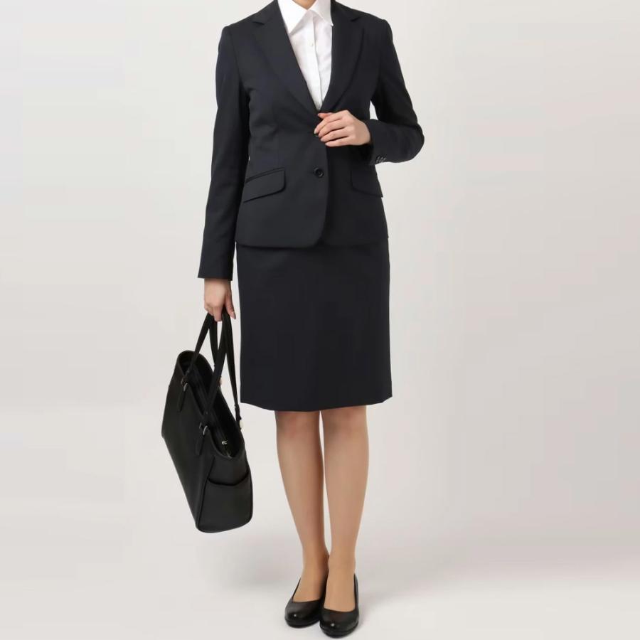 AOYAMA 【洋服の青山】オールシーズン ネイビー タイトスカート ひざ丈