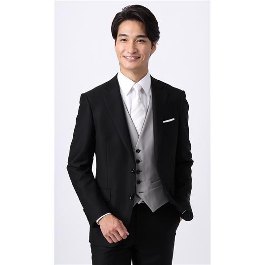 洋服の青山】《AB体》フォーマル スリーピース メンズ ブラック スリー 