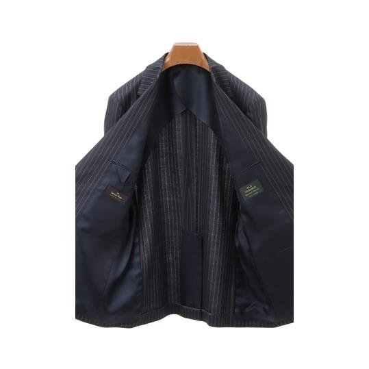 【洋服の青山】プレミアム メンズ スーツ ウール100％ 春夏 ネイビー 紺 スタンダード DORMEUIL 男性 紳士服 シングル ビジネス ストレッチ 動きやすいの画像