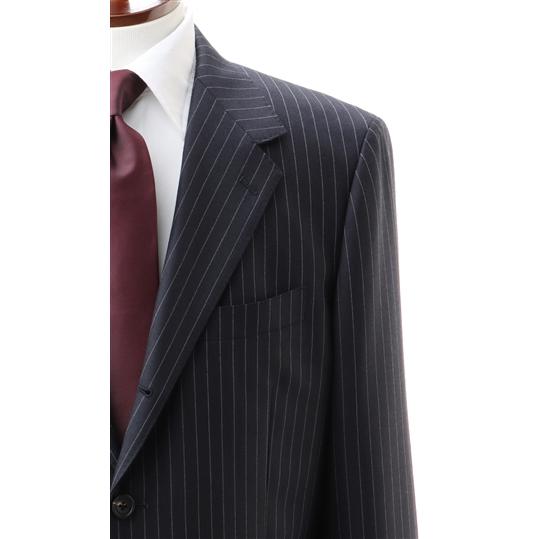 【洋服の青山】プレミアム メンズ スーツ ウール100％ 春夏 ネイビー 紺 スタンダード DORMEUIL 男性 紳士服 シングル ビジネス ストレッチ 動きやすいの画像