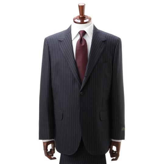 【洋服の青山】プレミアム メンズ スーツ ウール100％ 春夏 ネイビー 紺 スタンダード DORMEUIL 男性 紳士服 シングル ビジネス ストレッチ 動きやすいの画像