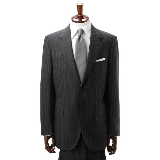 春夏用 上質 セットスーツ ウール100％ グレー メンズ AOYAMA 【洋服の青山】プレミアム メンズ スーツ ウール100％ 春夏