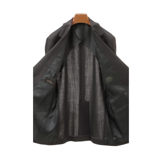 【洋服の青山】プレミアム ウール100% 背広 スーツ 細身体 メンズ 春夏 ブラウン 無地 3ボタン段返り ツータック 背抜き ストレッチ スリム ビジネス Savile Rowの画像
