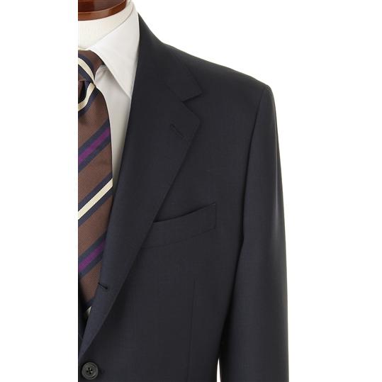 【洋服の青山】プレミアム メンズ 春夏 ウール100％ ネイビー 紺 無地 スタンダード 背広 男性 紳士服 シングル メンズスーツ ビジネス 長袖 標準体 ツータックの画像