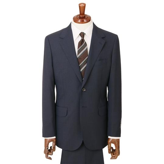 【洋服の青山】プレミアム ウール100％ メンズ スーツ 春夏 ネイビー 紺 スタンダード 標準 男性 紳士服 シングル 背広 ビジネス 2ボタン 背抜き サイドベンツの画像