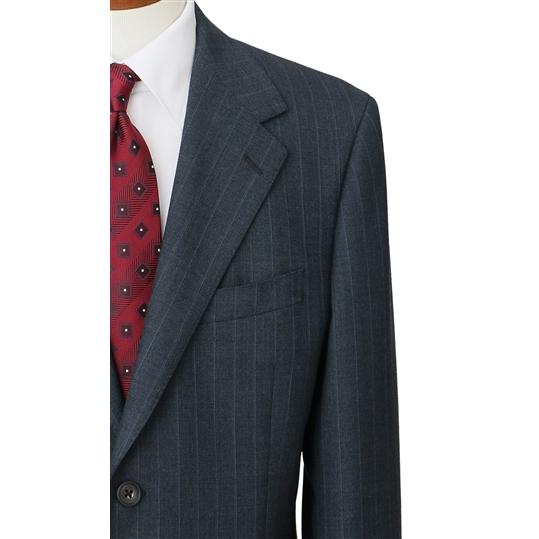 【洋服の青山】スーツ メンズ プレミアム 最高級 秋冬 ブルー ウール100% スタンダード ビジネス オフィス 通勤 背広 紳士服 男性 2ボタン 長袖 大きいサイズの画像