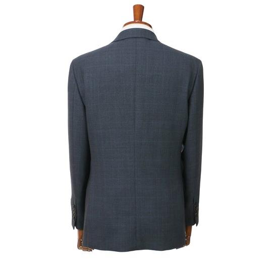 【洋服の青山】プレミアム ウール100% スーツ メンズ ゆったり 秋冬 ネイビー 紺 チェック シングル 2ボタン サイドベンツ ツータック 高級感 贅沢 ビジネスの画像