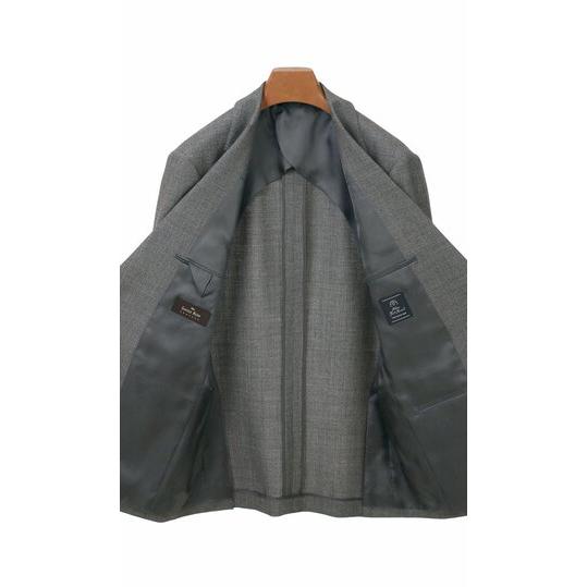 【洋服の青山】プレミアム ウール100% スーツ メンズ ゆったり 秋冬 グレー シングル 2ボタン サイドベンツ ツータック 高級感 贅沢 ビジネス オフィス 通勤の画像