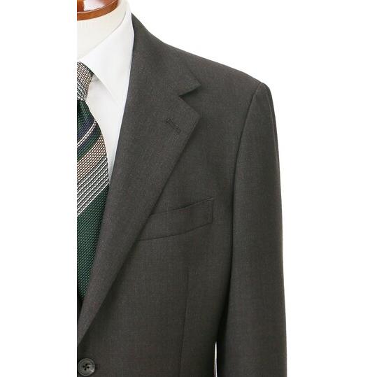 【洋服の青山】プレミアム ウール100% スーツ メンズ ゆったり 秋冬 ブラウン 茶色 シングル 2ボタン サイドベンツ ツータック 高級感 贅沢 ビジネス オフィスの画像