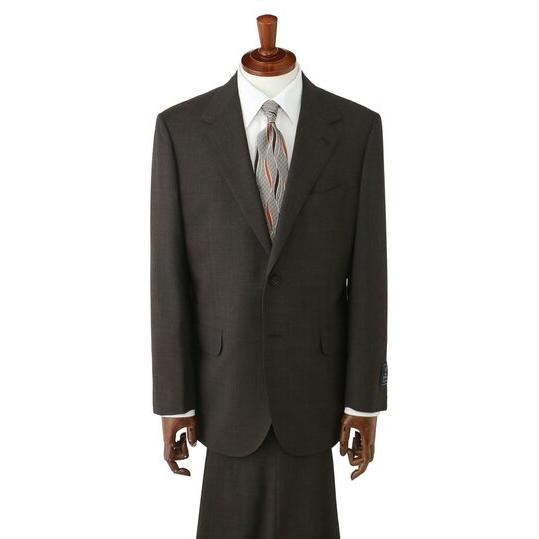 【洋服の青山】プレミアム ウール100% NIKKE ニッケ Savile Row サビルロウ スーツ メンズ ゆったり 春夏 ブラウン 茶色 2ボタン シングル 背抜き サイドベンツの画像