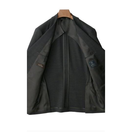 【洋服の青山】プレミアム ウール100% NIKKE ニッケ Savile Row サビルロウ スーツ メンズ ゆったり 春夏 グレー ストライプ 2ボタン シングル サイドベンツの画像
