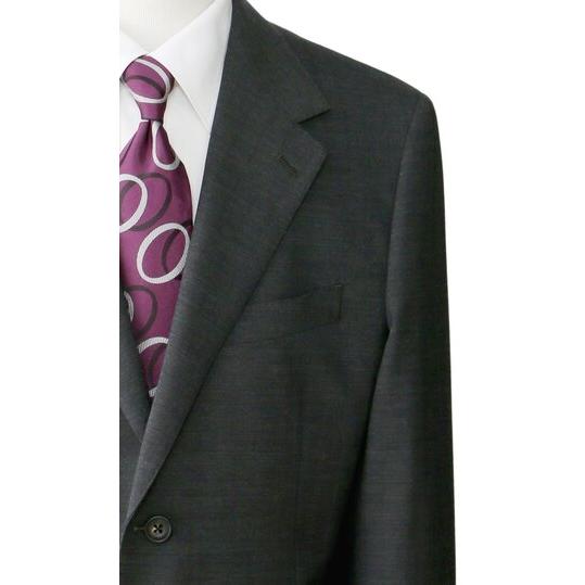 【洋服の青山】プレミアム ウール100% NIKKE ニッケ Savile Row サビルロウ スーツ メンズ ゆったり 春夏 グレー ストライプ 2ボタン シングル サイドベンツの画像