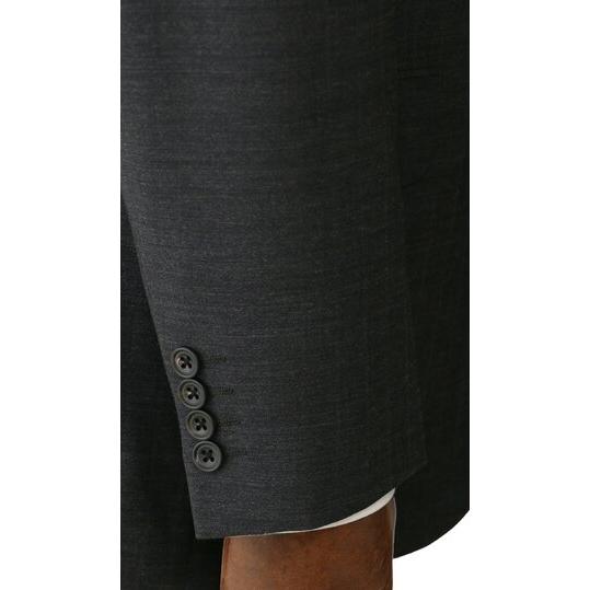 【洋服の青山】プレミアム ウール100% NIKKE ニッケ Savile Row サビルロウ スーツ メンズ ゆったり 春夏 グレー ストライプ 2ボタン シングル サイドベンツの画像