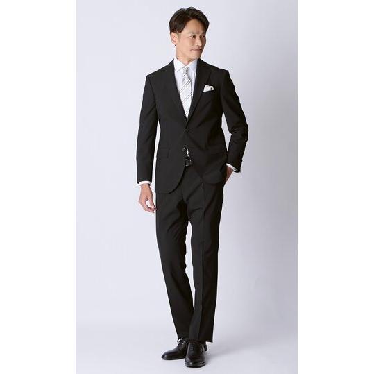 【洋服の青山】盛夏 ブラック系 シングルスタンダードサマーフォーマル【YA/A/AB/BE】【清涼】【Plastics Smart】 【ジャケット】 2ボタン 背抜きの画像